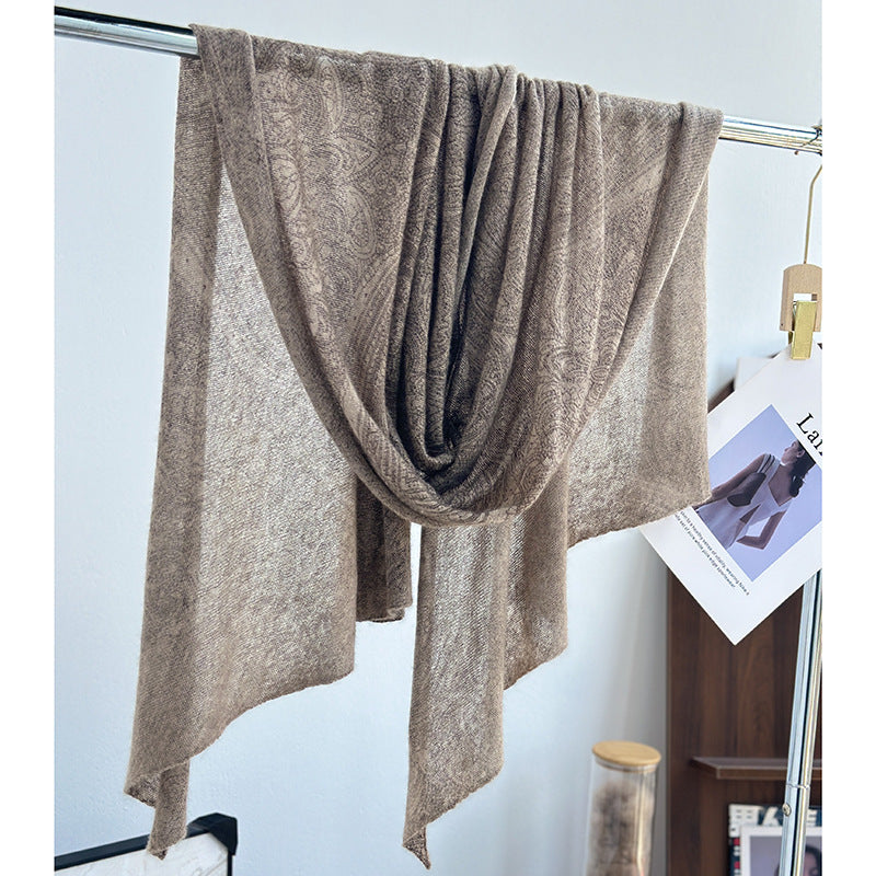 [Gift recommend] Pure cashmere shawl paisley jacquard scarf autumn and winter women's high-end 100% cashmere scarf