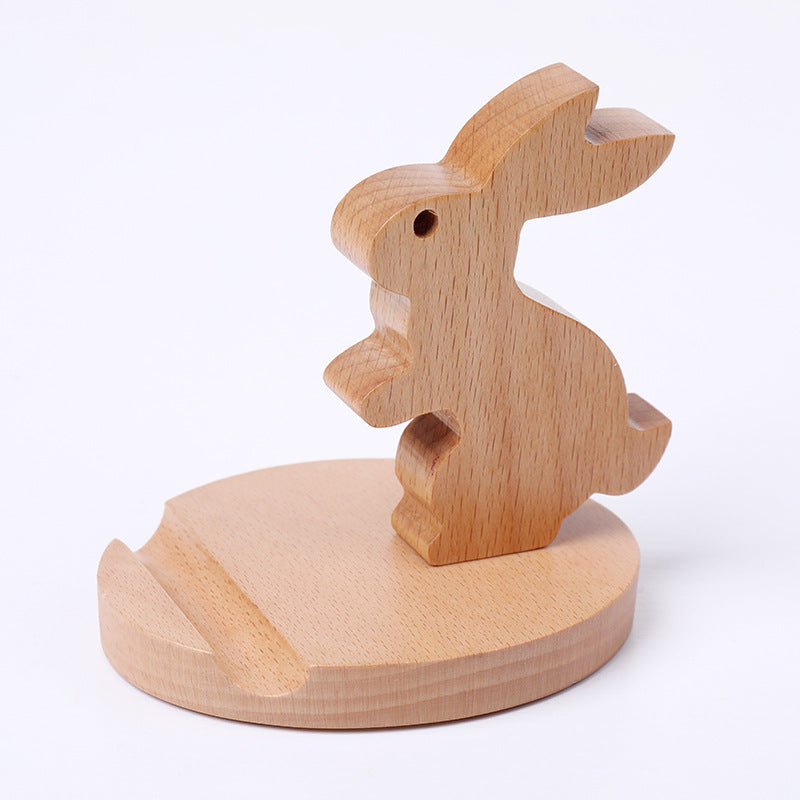 Solid wood flat panel support binge-watching watching TV cute creative mobile phone holder desktop phone holder wholesale engraved logo