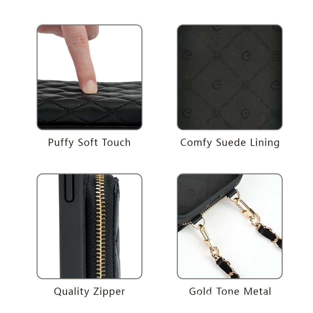 Amazon new lambskin embroidery phone case multiple card slots iPhone Series Multi-function mobile phone protective case