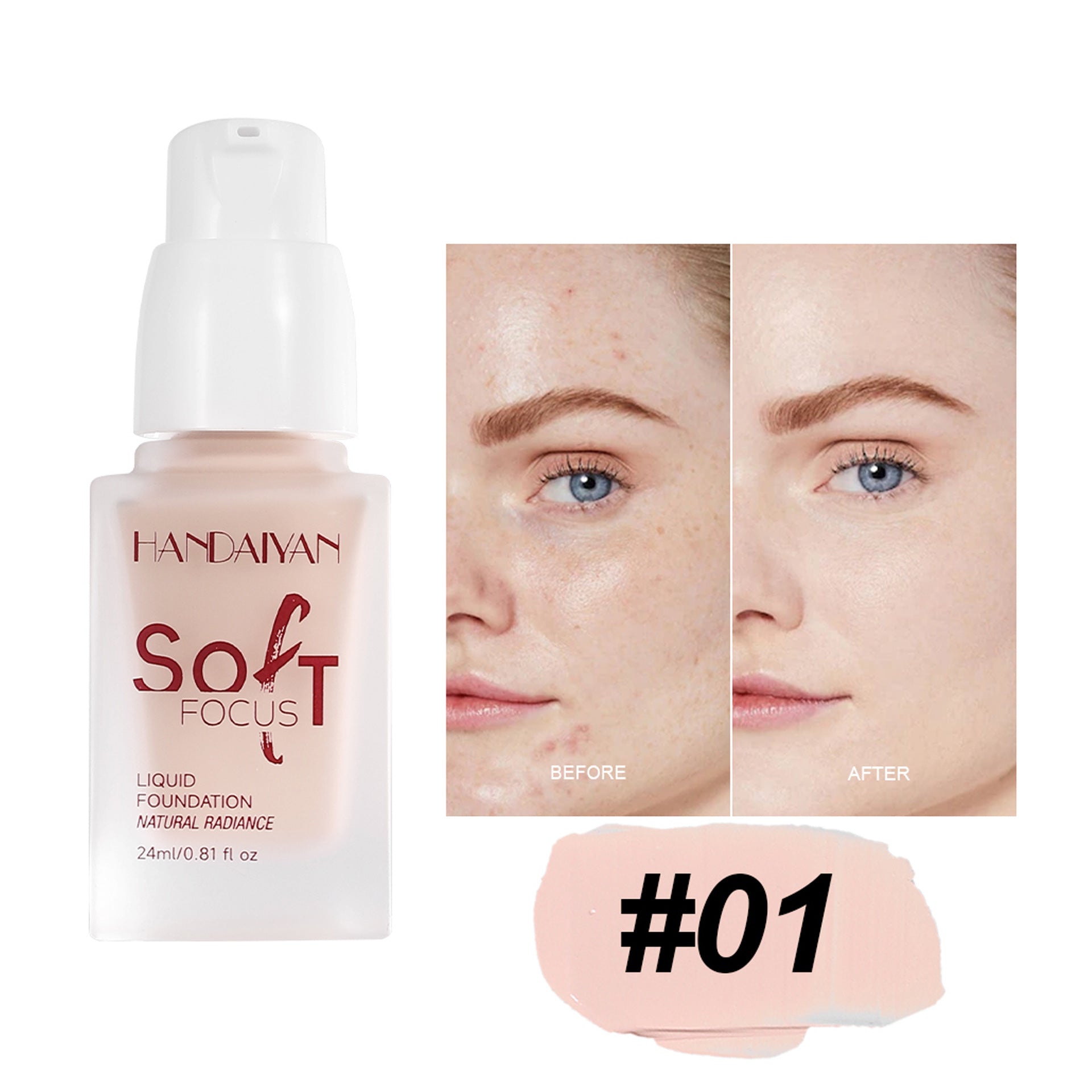 Cross-border liquid foundation concealer long lasting smear-proof makeup non-dry leather not stuck foundation cream handaiyan European and American liquid foundation