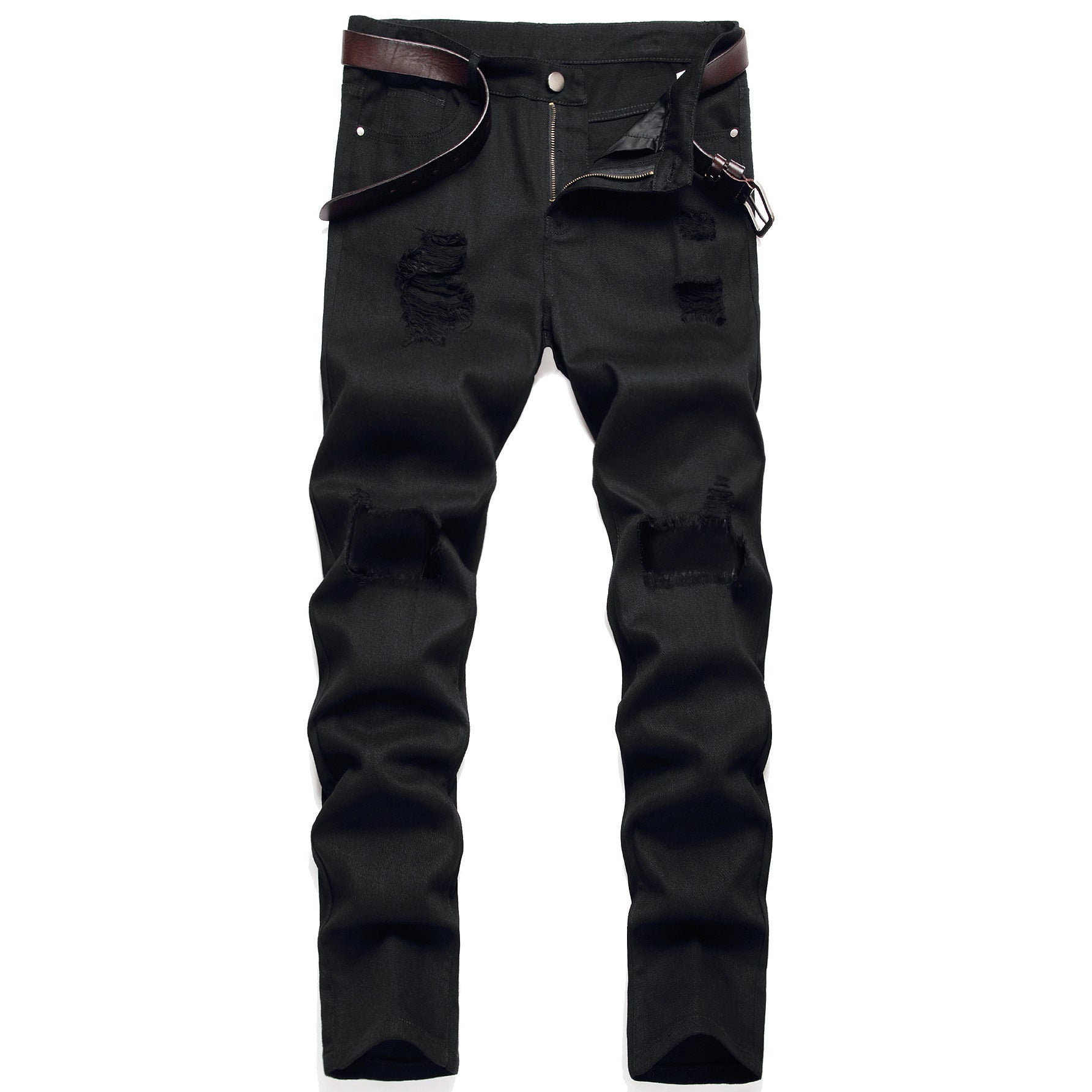 Black jeans 2025 autumn and winter New ripped men's pants exclusive for cross-border foreign trade export pure black men's jeans