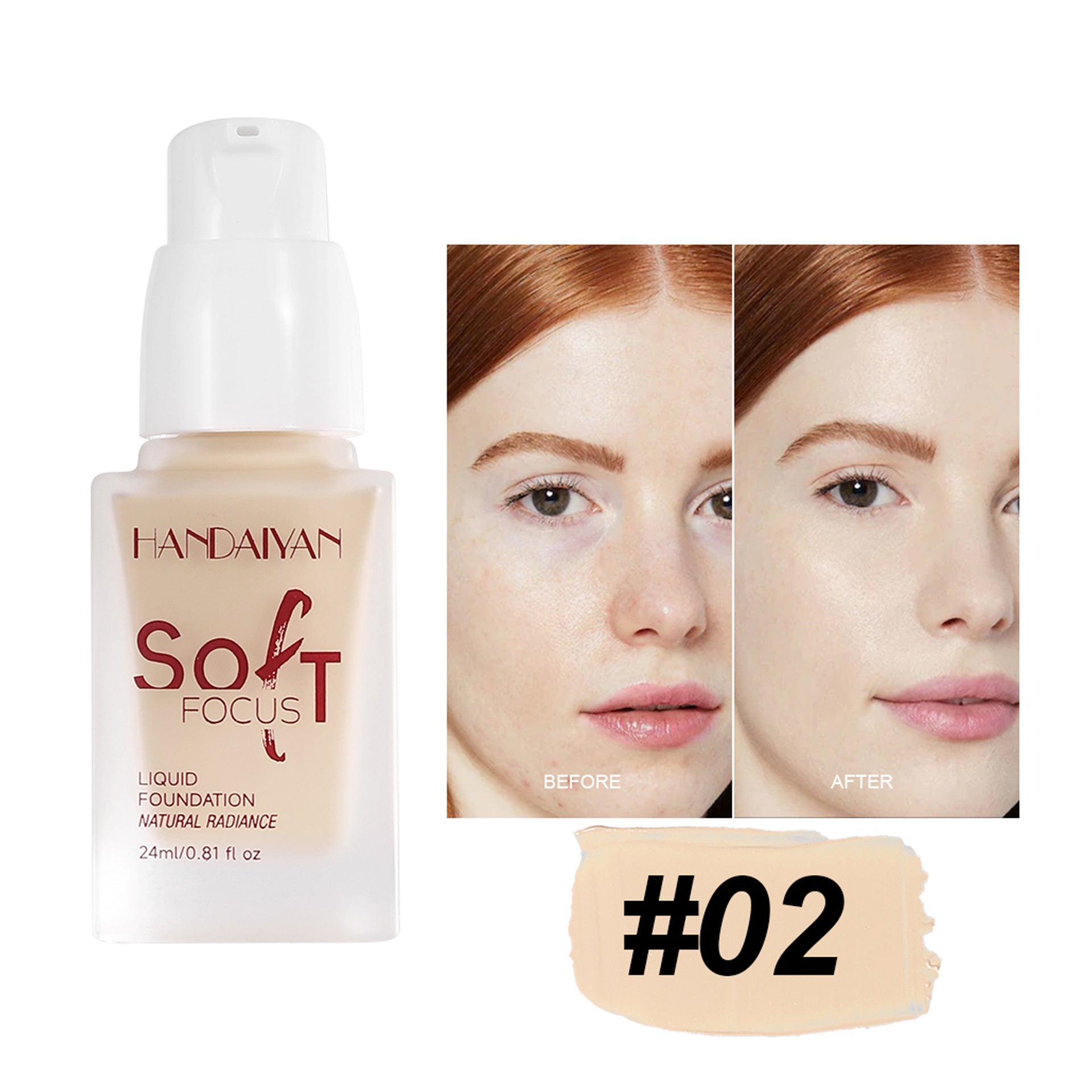 Cross-border liquid foundation concealer long lasting smear-proof makeup non-dry leather not stuck foundation cream handaiyan European and American liquid foundation