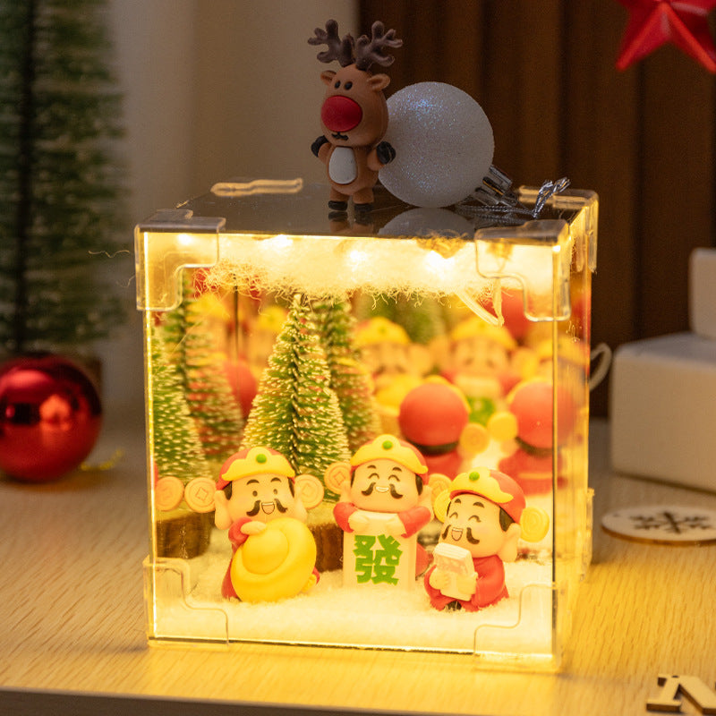 Christmas Cube small night lamp DIY cube Tulip small night lamp DIY handmade cube mirror cartoon cube mirror