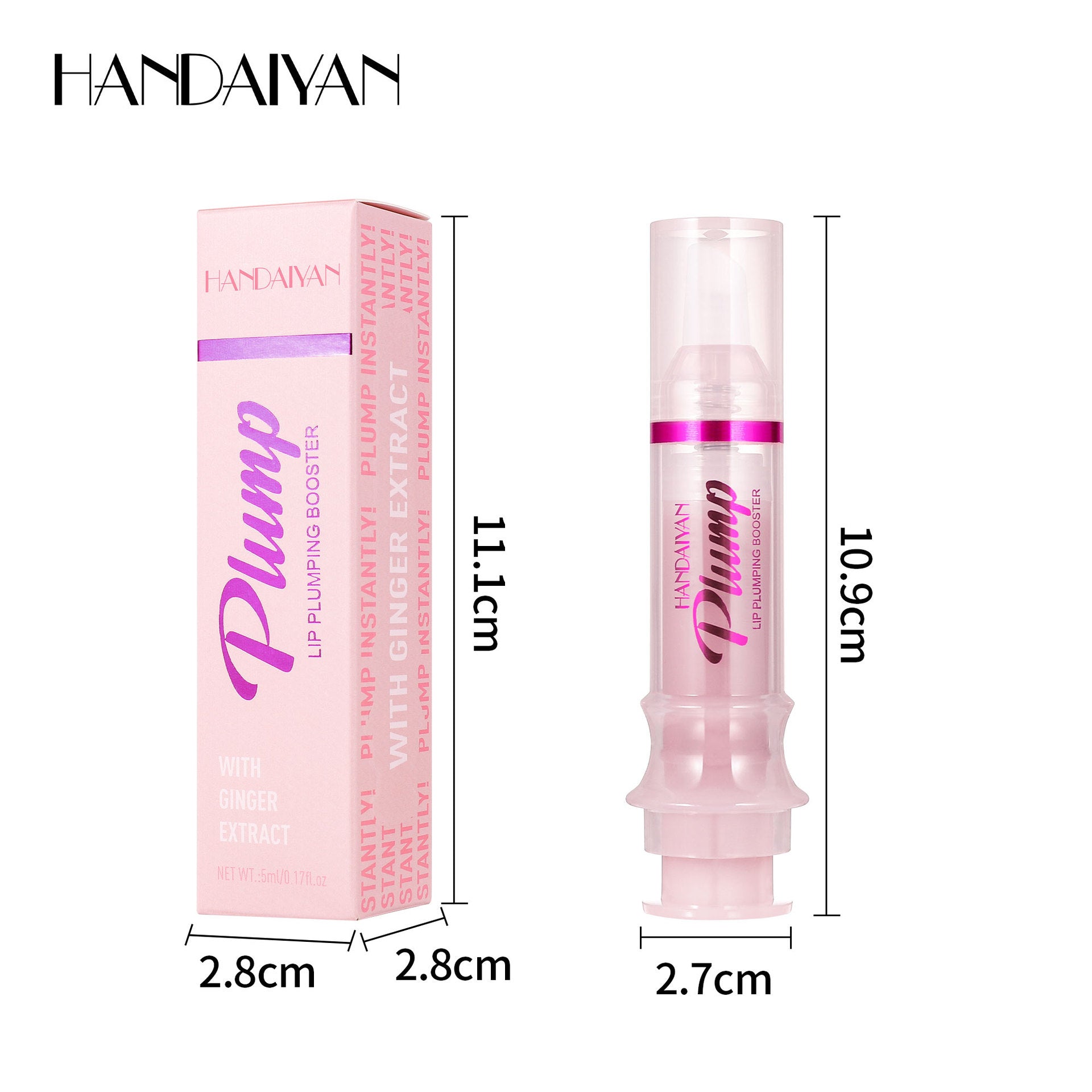 Cross-border lip lip gloss moisturizing full lips HANDAIYAN nourishing moisturizing easy to color syringe lip lip gloss