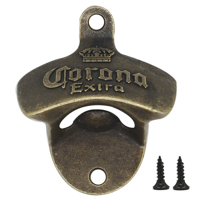 Cross-border supply creative wall-mounted fixed beer bottle opener Corona zinc alloy bottle opener