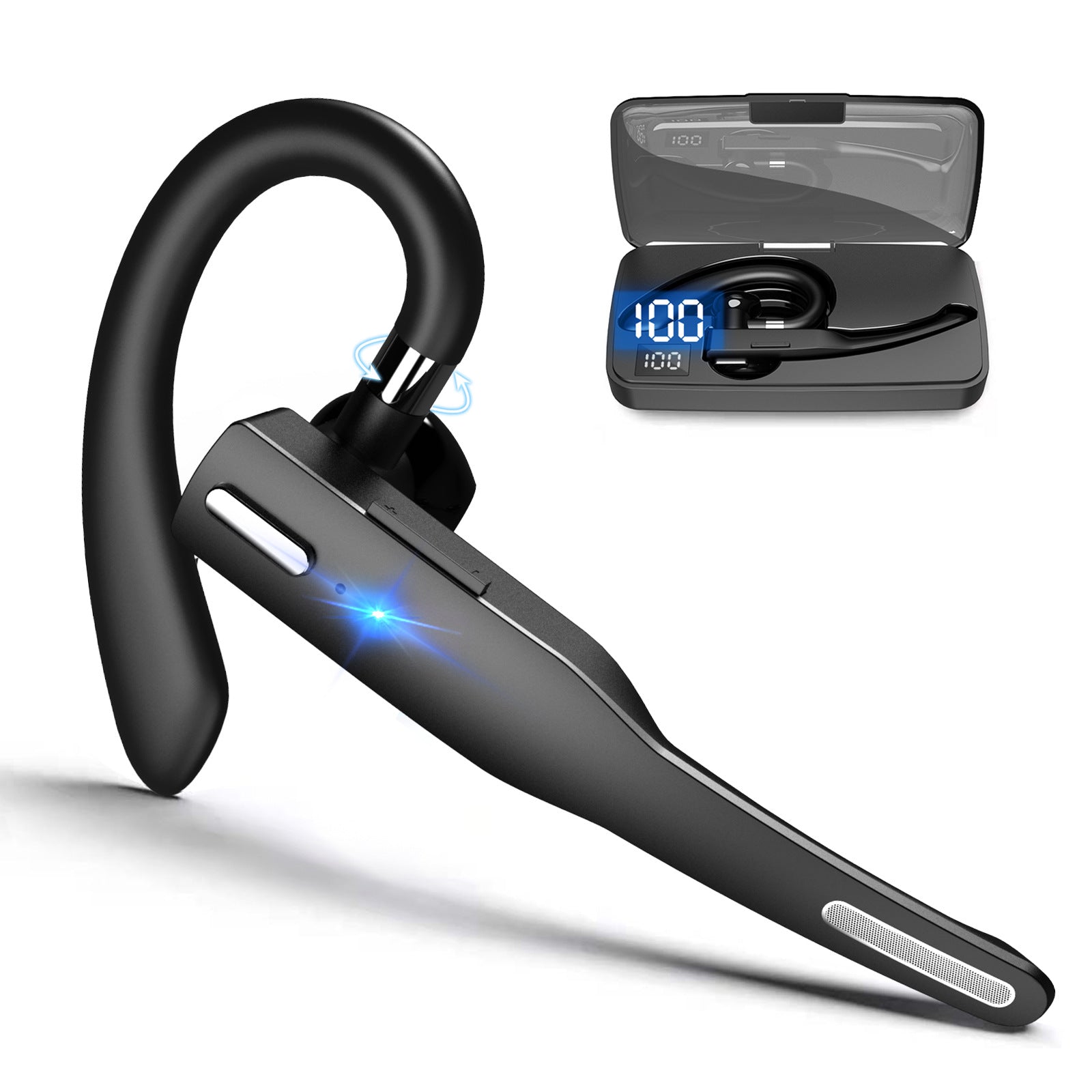 Amazon cross-border monaural wireless Bluetooth headset noise reduction ear-mounted ultra-long life battery car Business Sports Headset