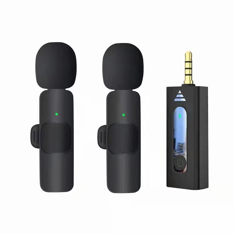 Hot Selling product wireless lavalier microphone K1 one drag two Tik Tok live stream Intelligent Noise reduction wireless mini microphone