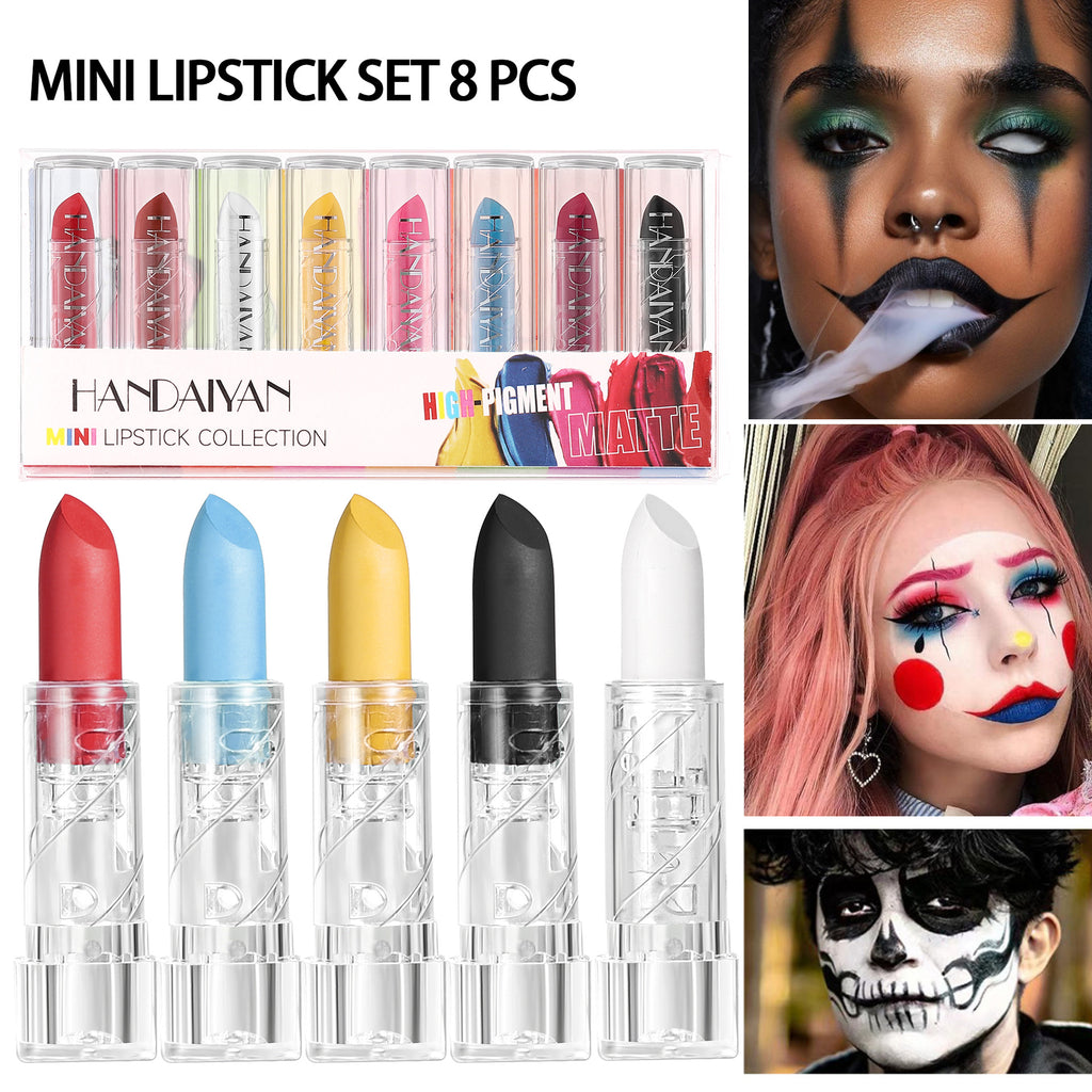Cross-border Halloween lipstick kit 8 pieces handaiyan personalized DIY long lasting waterproof matte lipstick kit