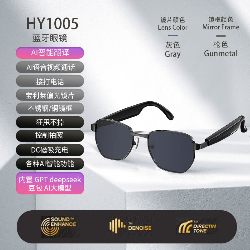 AI Smart Sunglasses – Real-Time Translation, Bluetooth & Music