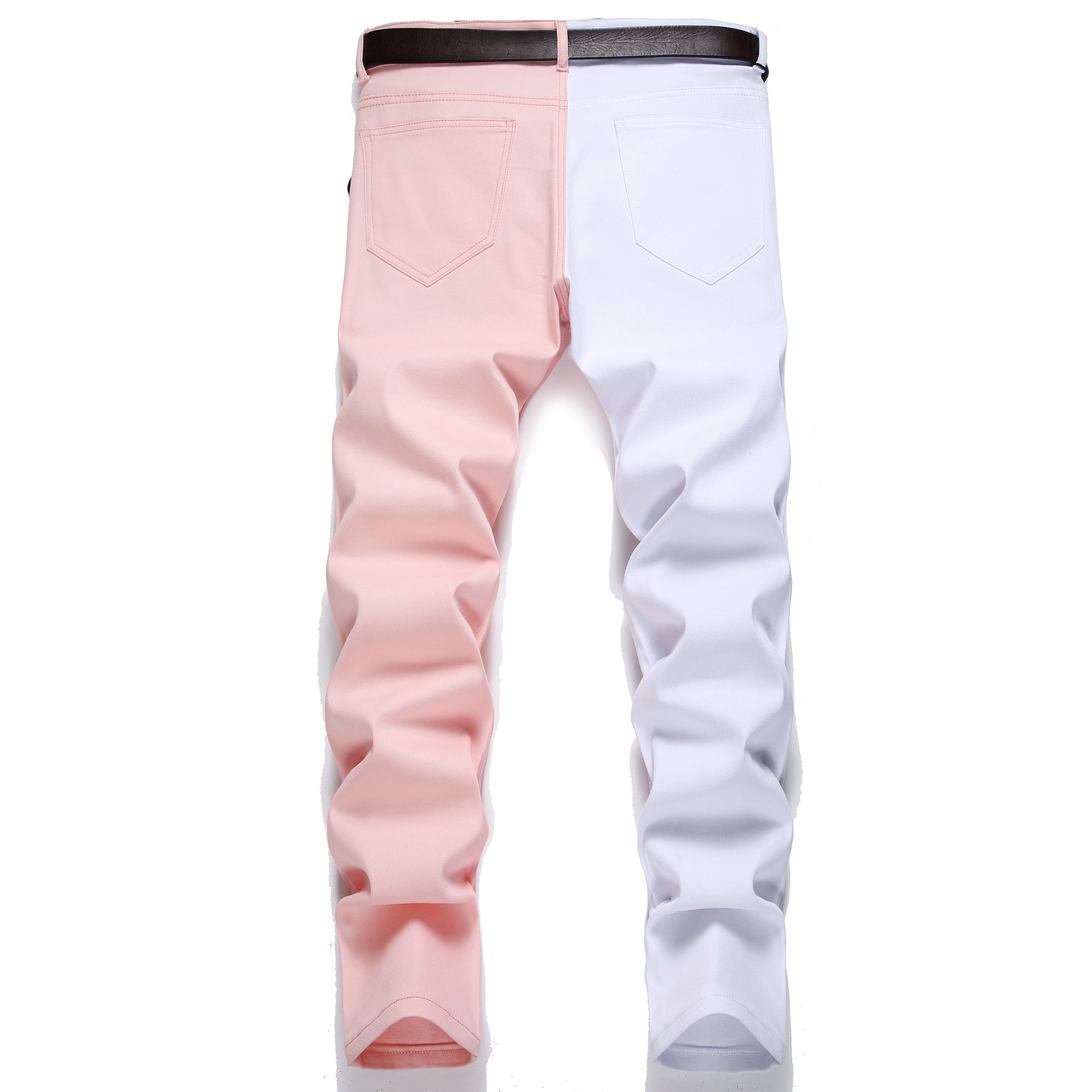 Jeans men's stitching two-color fashion trend men's denim simple personality slim men's jeans Micro