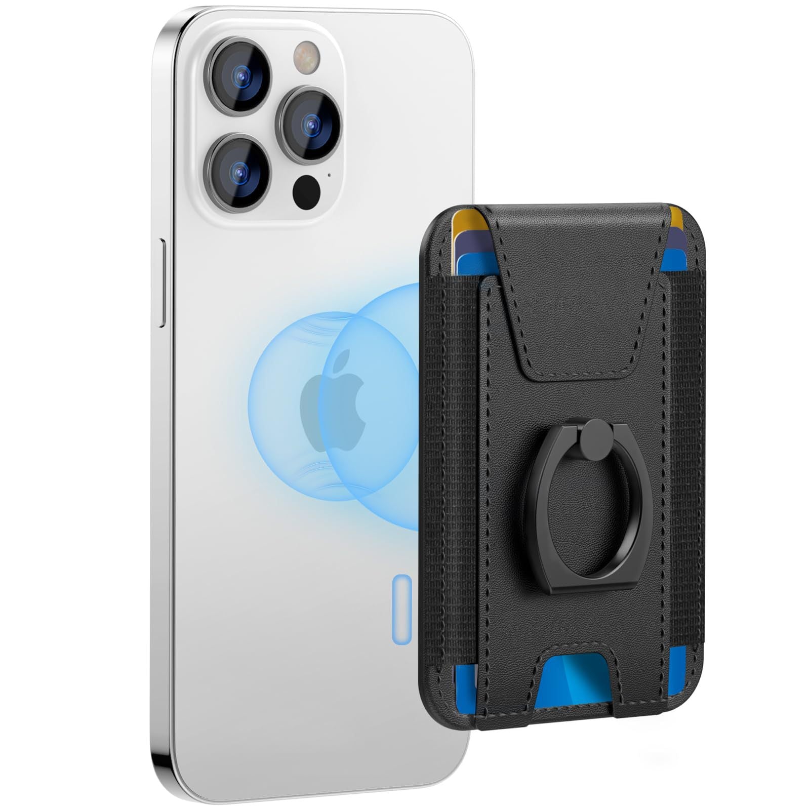 Spot Apple mobile phone Belt metal bracket magnetic card holder simple leather card holder iPhone anti-magnetic card holder