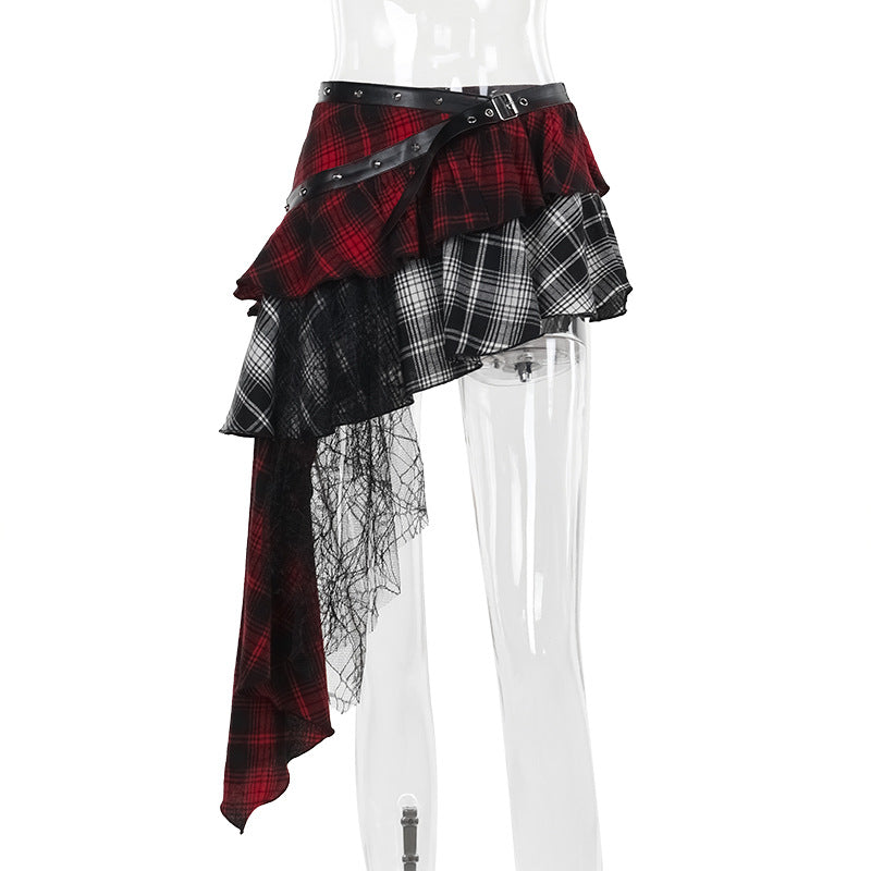 Fall CF24300 2024 New type hip skirt European and American style elegant hot girl slim fit irregular plaid skirt women