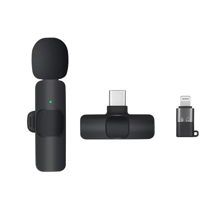 Cross-border TikTok wireless collar clip microphone outdoor mobile live streaming microphone short video recording radio noise reducing microphone clip