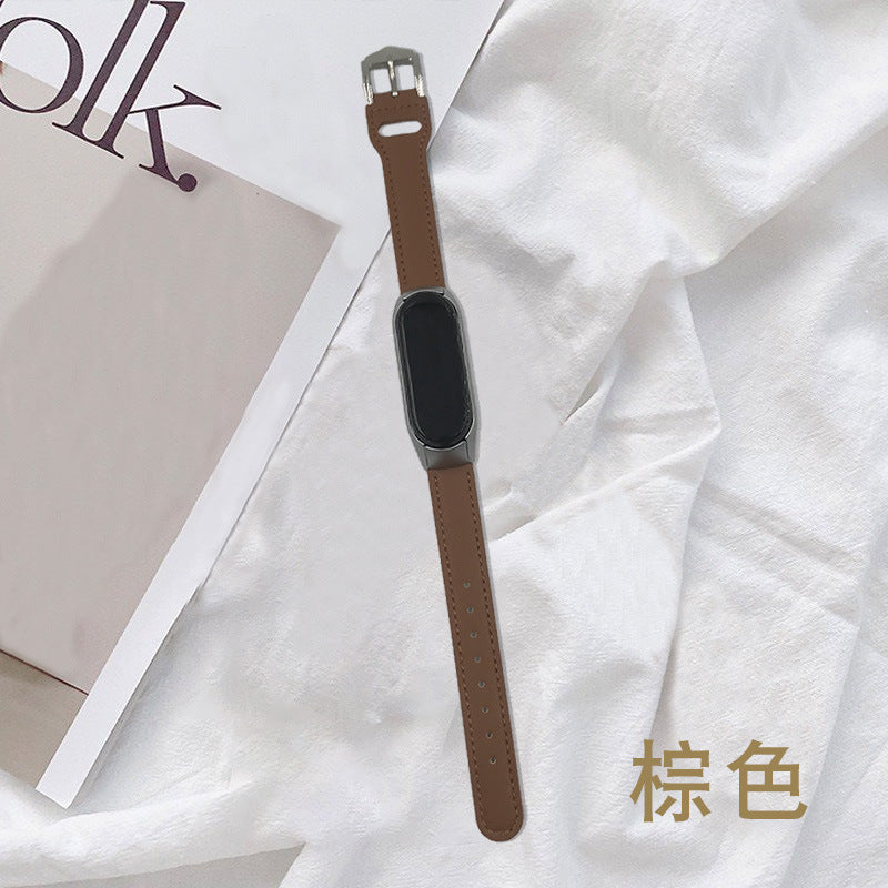 New applicable mi bracelet 5/6 7 case universal leather pure color all-matching fashion men and women bracelet watch strap