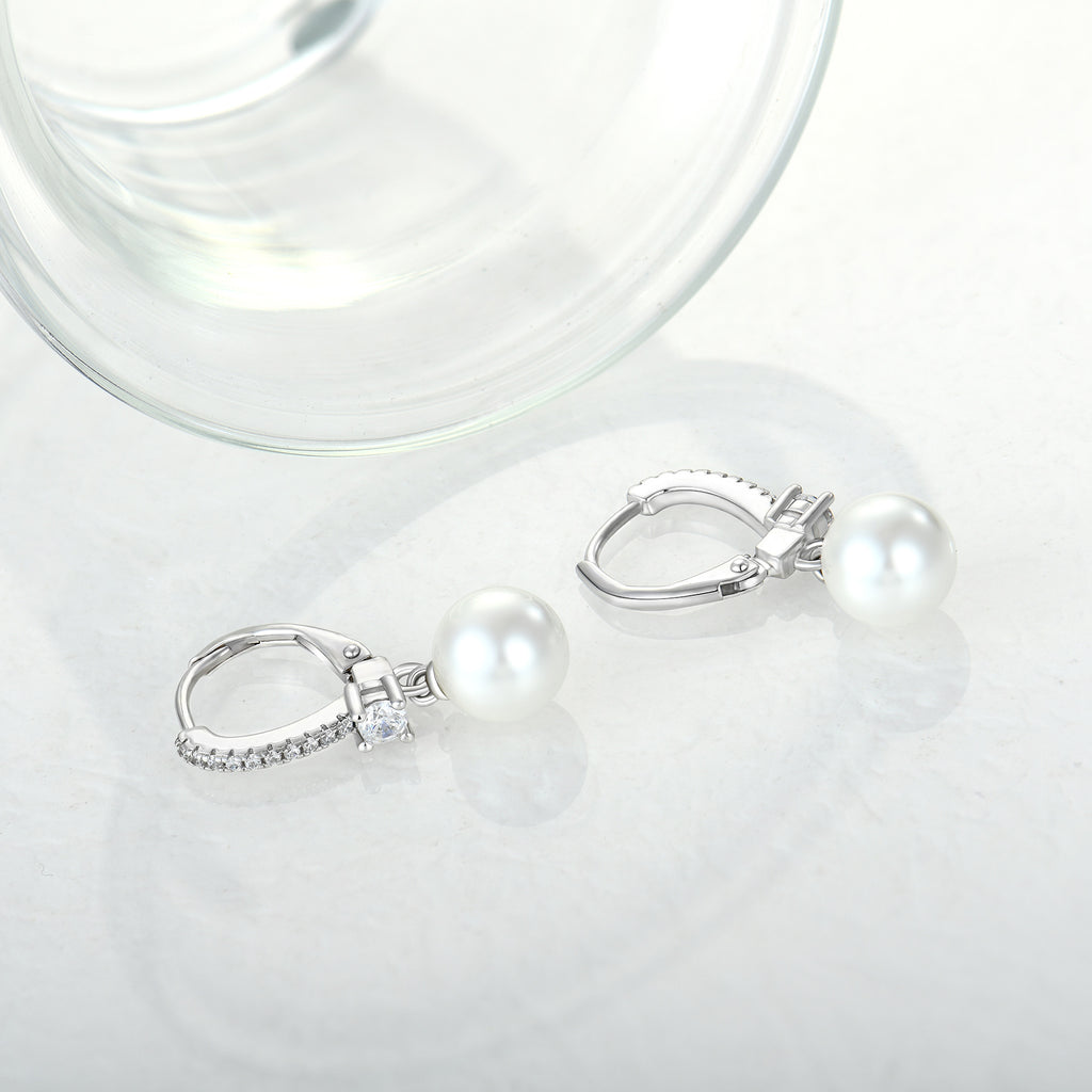 S925 Sterling Silver Pearl zircon earring ear clip earrings eardrops women's foreign trade cross-border jewelry silver accessories processing