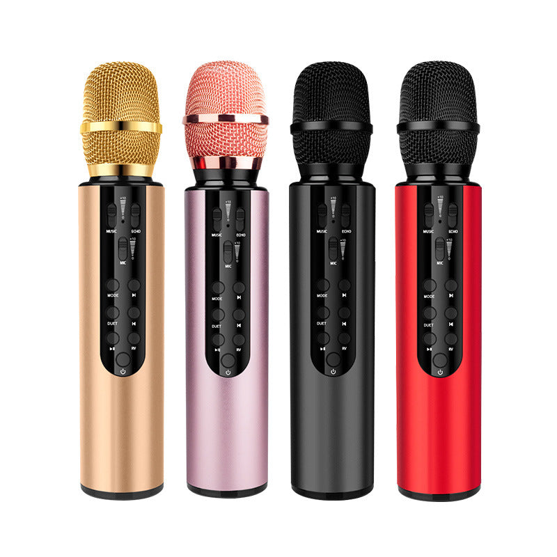 Cross-border microphone wireless capacitor dual speaker portable Bluetooth microphone home singing audio microphone integrated