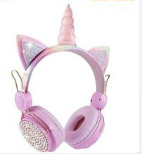 Factory cross-border Bluetooth headset wholesale hot head-mounted computer online class cartoon unicorn smart children's headphones