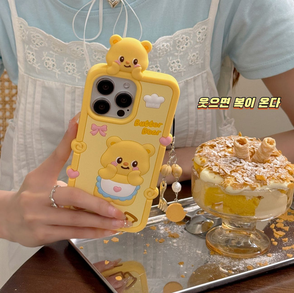 Suitable for Apple 16promax lying butter bear phone case iPhone15/14/13/12pro fun shell