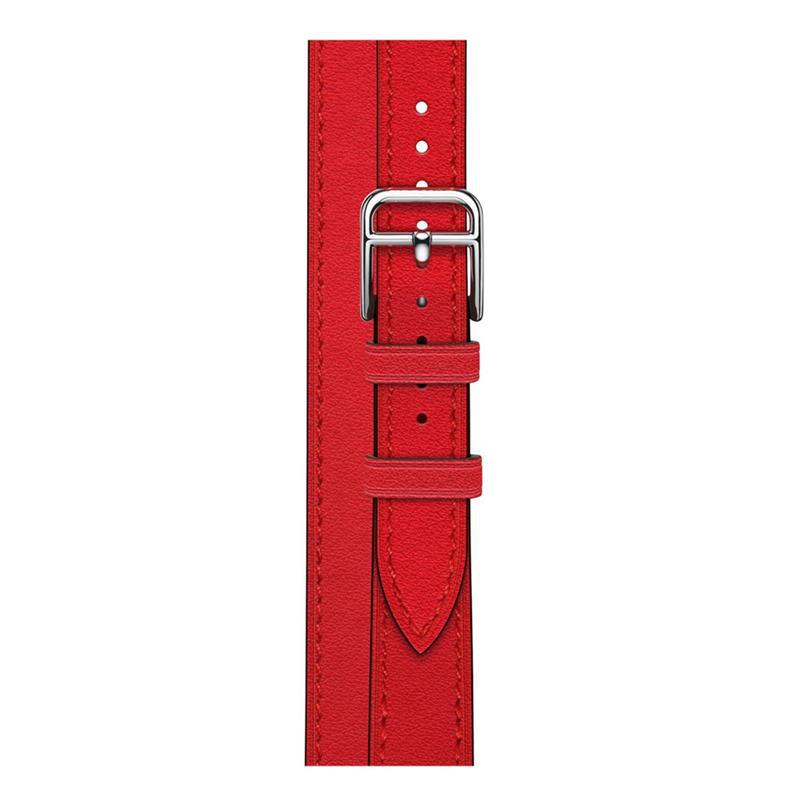 Genuine Leather slimming strap for Apple Watch iwatch8/7/6/5/4/3/SE double circle small waist strap