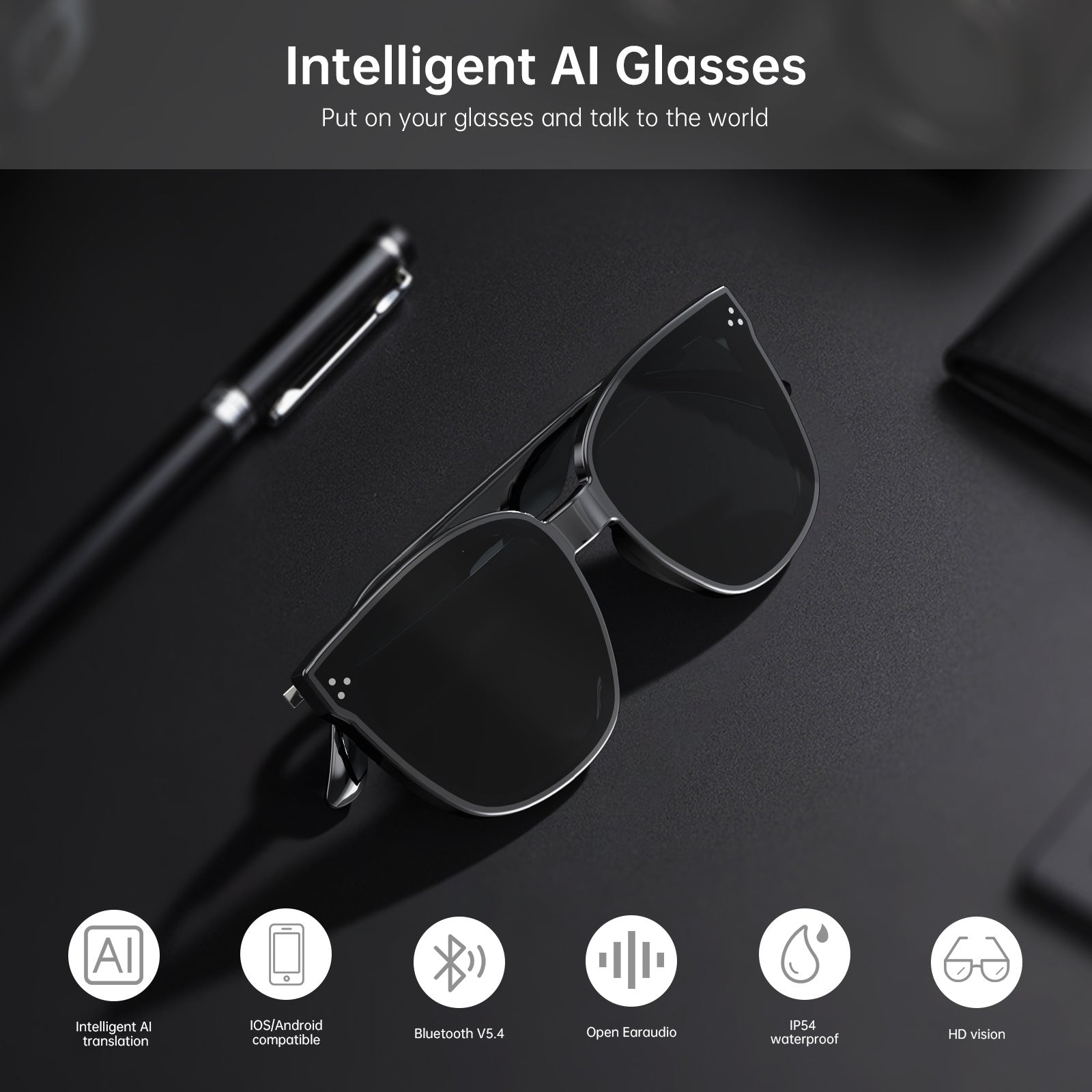 Smart glasses bone conduction call listening music Bluetooth connection comfortable to wear factory direct supply