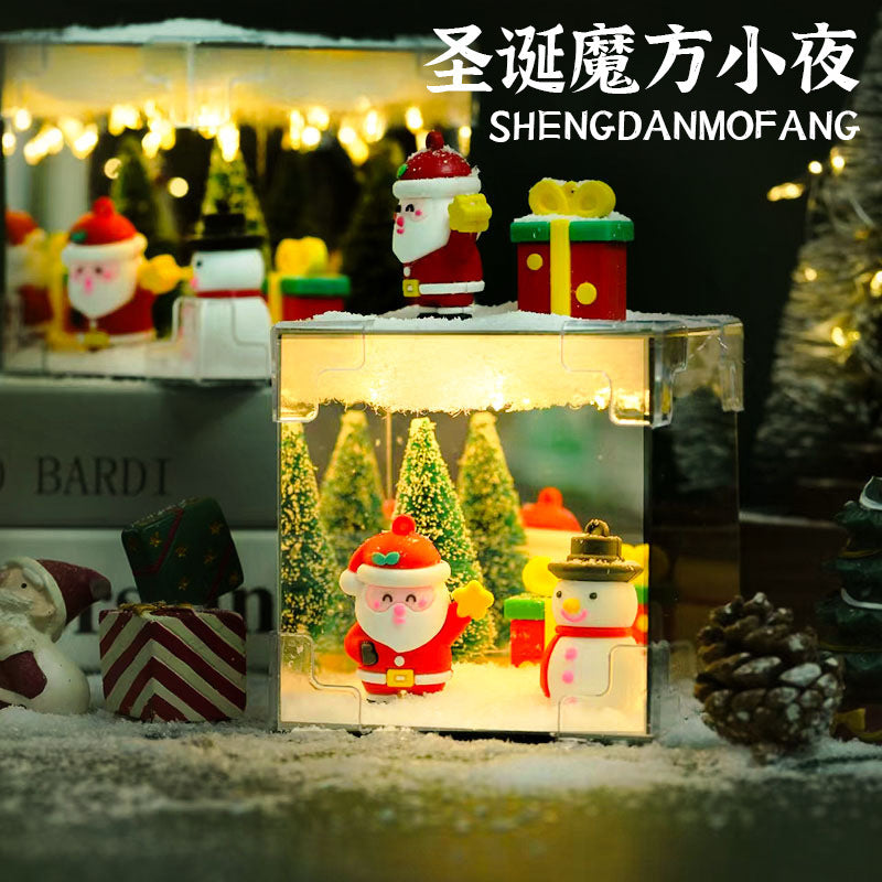 Christmas DIY mirror creative handmade material package Rubik's cube mirror atmosphere small night lamp desktop small night lamp gift