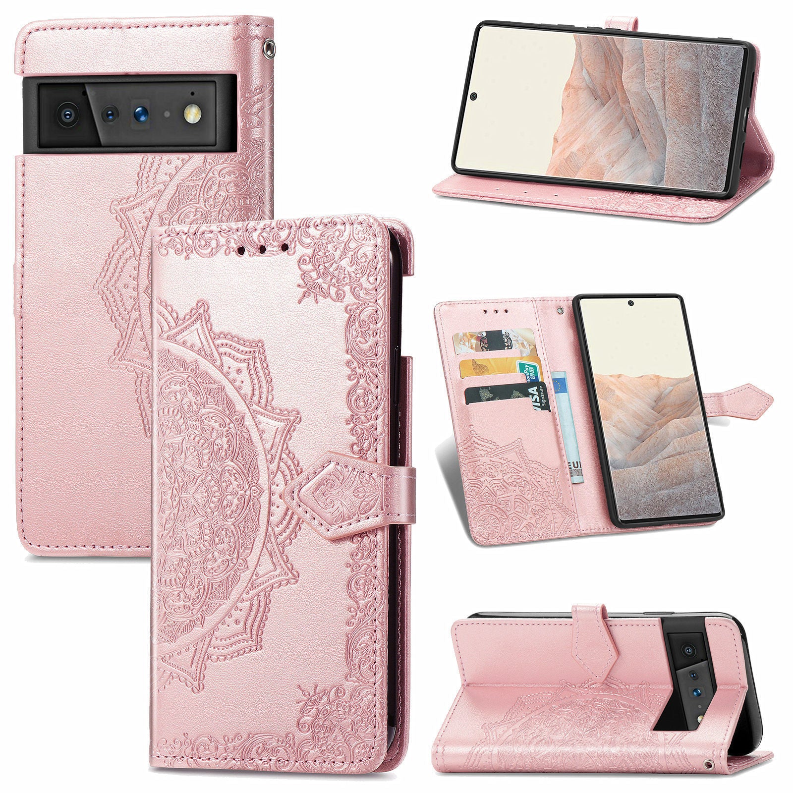 Applicable to Google pixel6 mobile phone leather case with card slot Google Pixel 6Pro flip leather printing leather case