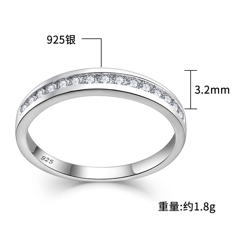 925 sterling silver ring female European and American classic retro versatile zircon diamond ring foreign trade cross-border jewelry silver accessories processing
