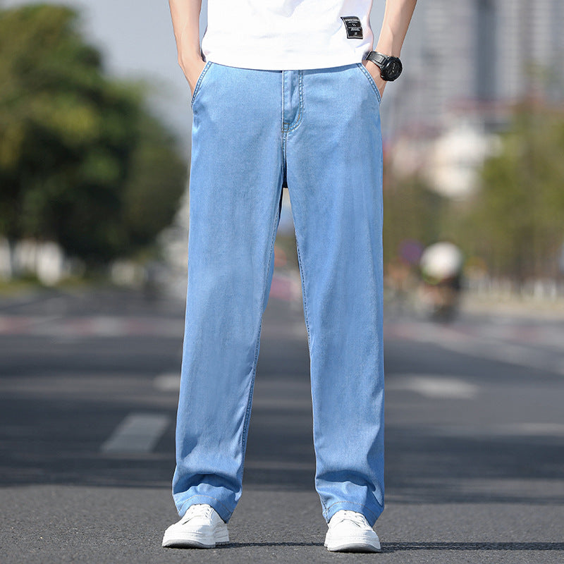 High-end Tencel regular jeans men's micro elastic all-matching comfortable teen trend casual men's straight jeans