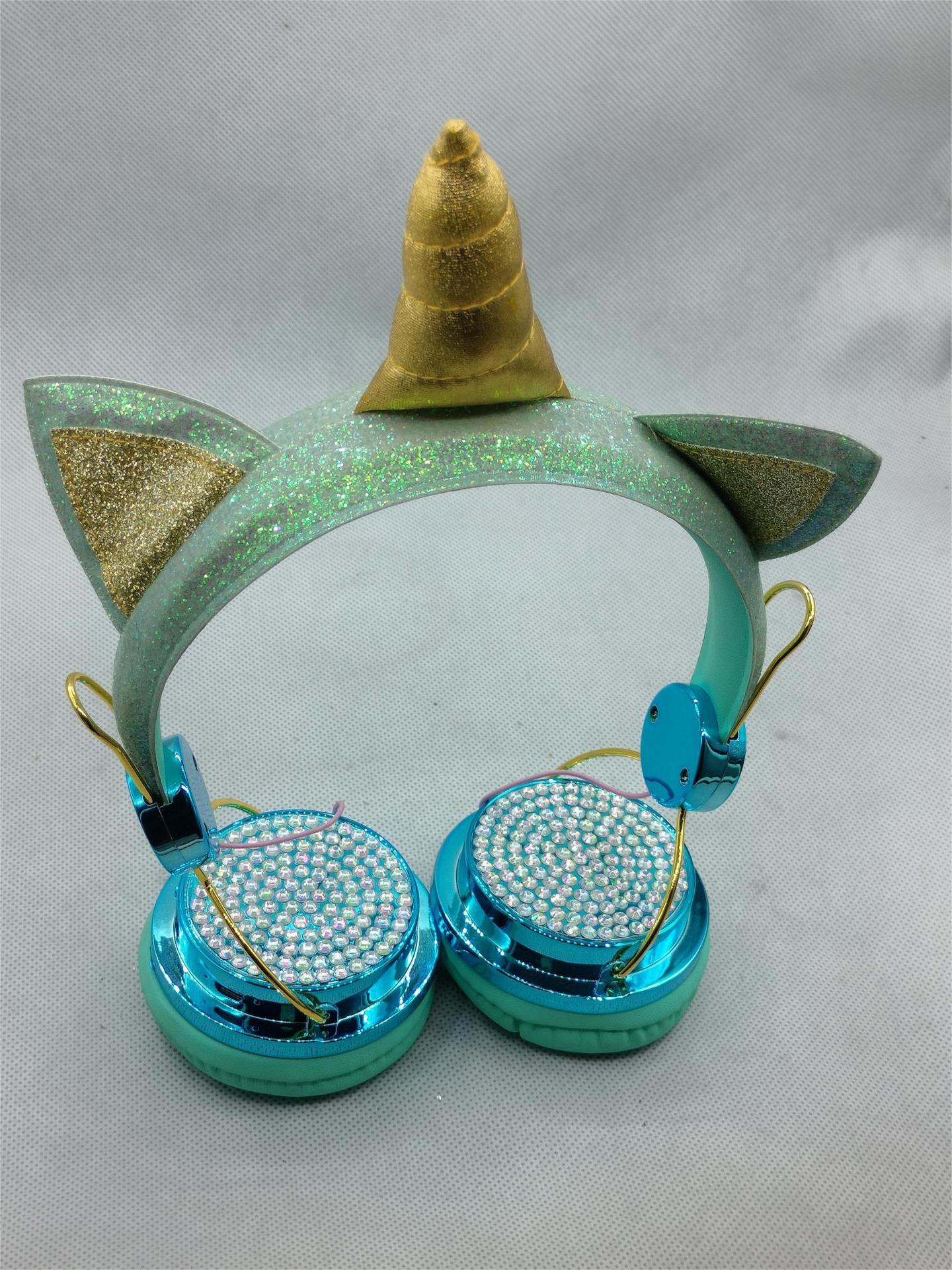 Factory cross-border Bluetooth headset wholesale hot head-mounted computer online class cartoon unicorn smart children's headphones