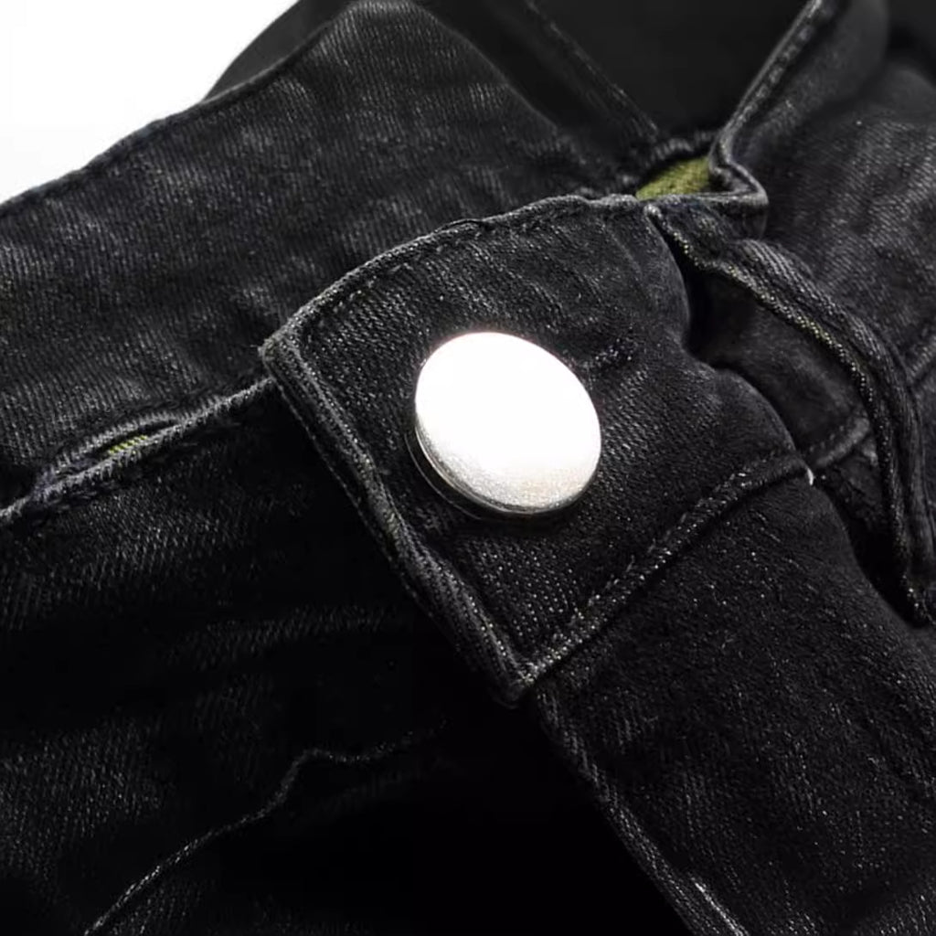 Black jeans 2025 new ripped jeans micro elastic slim fit skinny men's jeans factory delivery