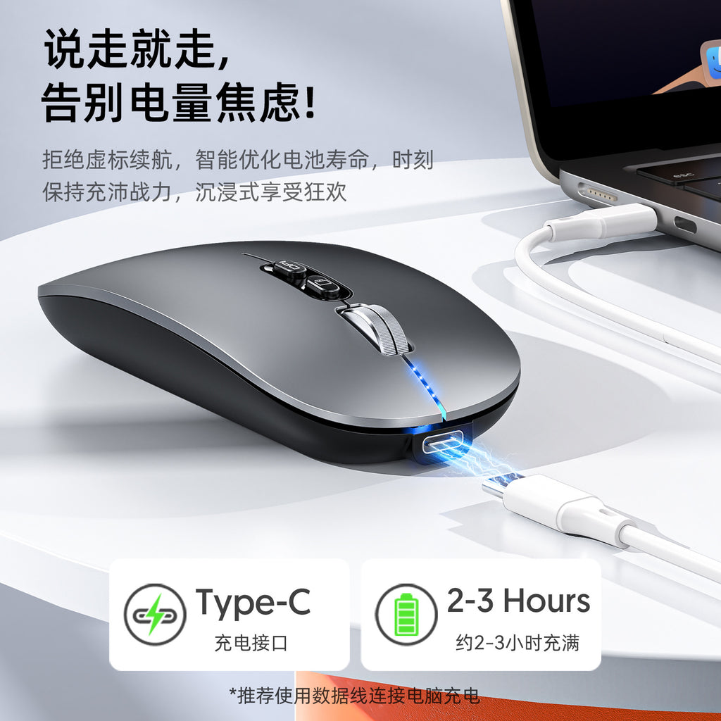 New three-model Bluetooth wireless mouse with power display one-click return desktop mute rechargeable in stock wholesale