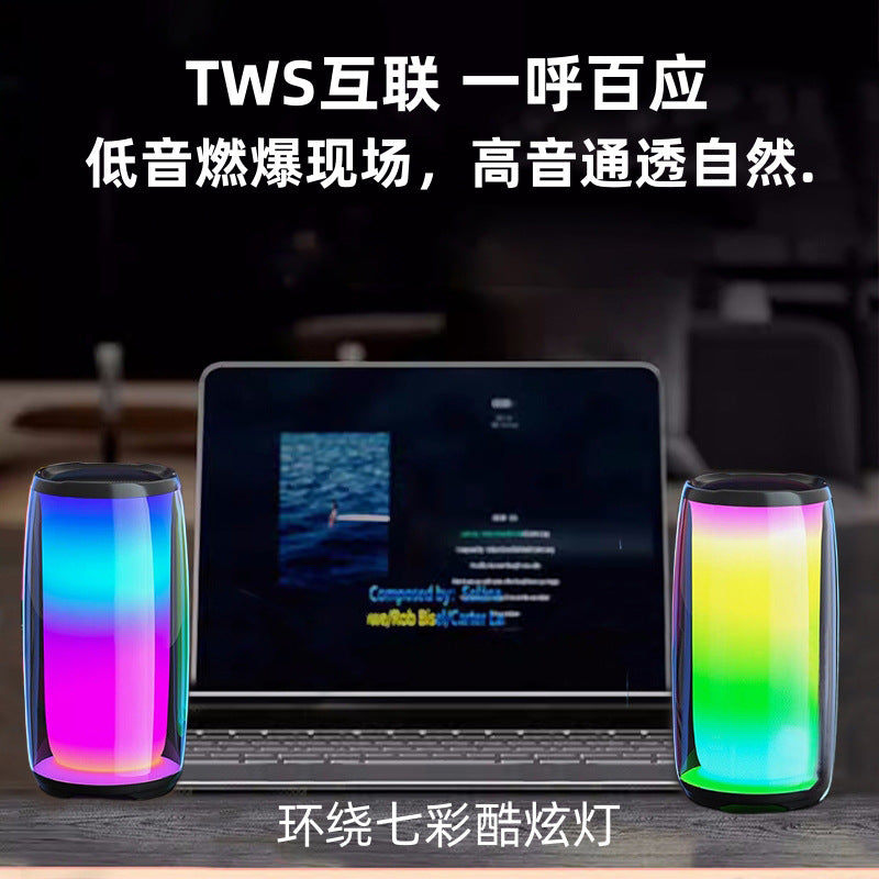 New large volume Bluetooth speaker portable camping subwoofer sound card colorful karaoke wireless microphone stereo MD5