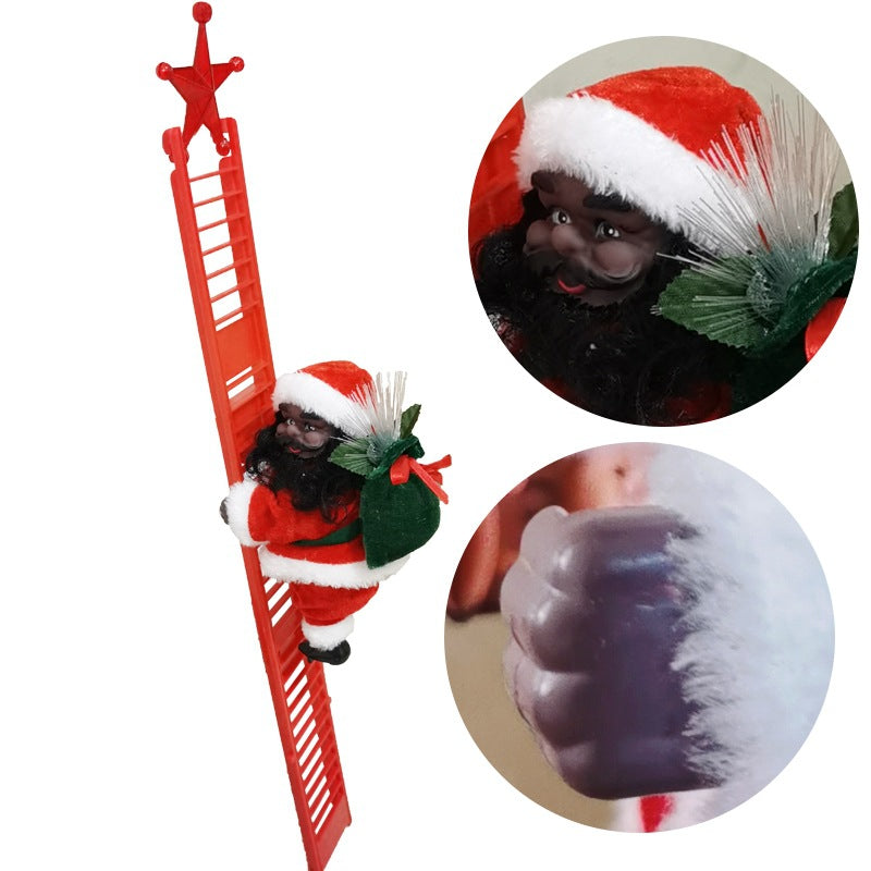 Cross-border Christmas creative gift electric Santa Claus black ladder climbing beads children's toy Christmas decoration