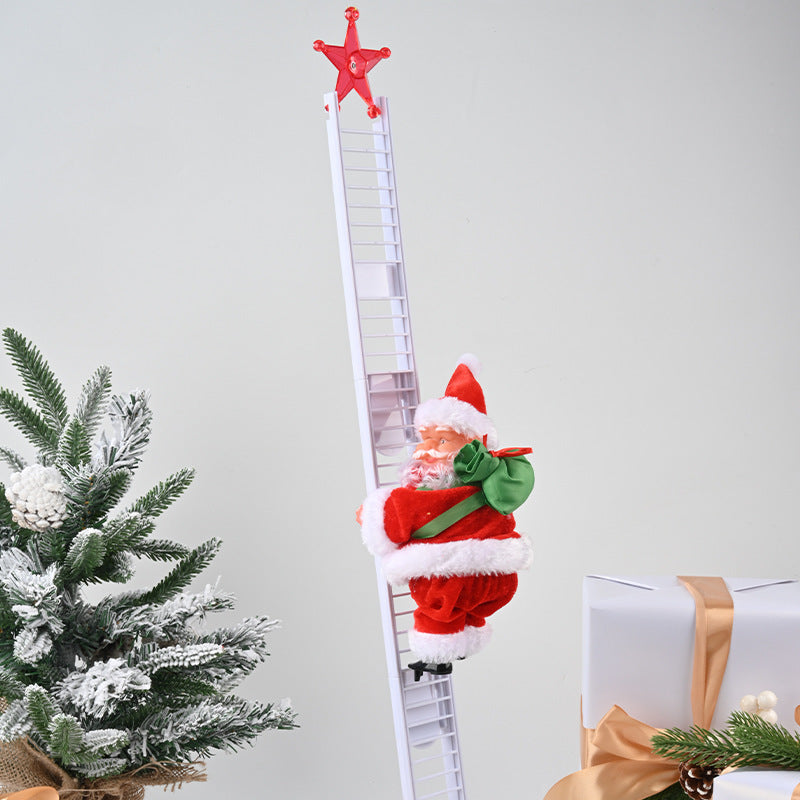 Cross-border Christmas creative gift electric Santa Claus black ladder climbing beads children's toy Christmas decoration