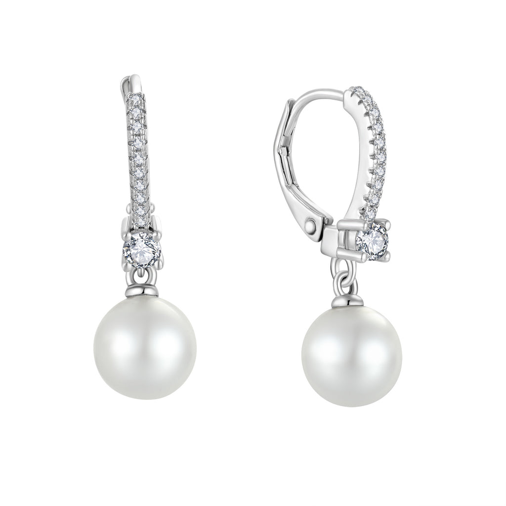 S925 Sterling Silver Pearl zircon earring ear clip earrings eardrops women's foreign trade cross-border jewelry silver accessories processing