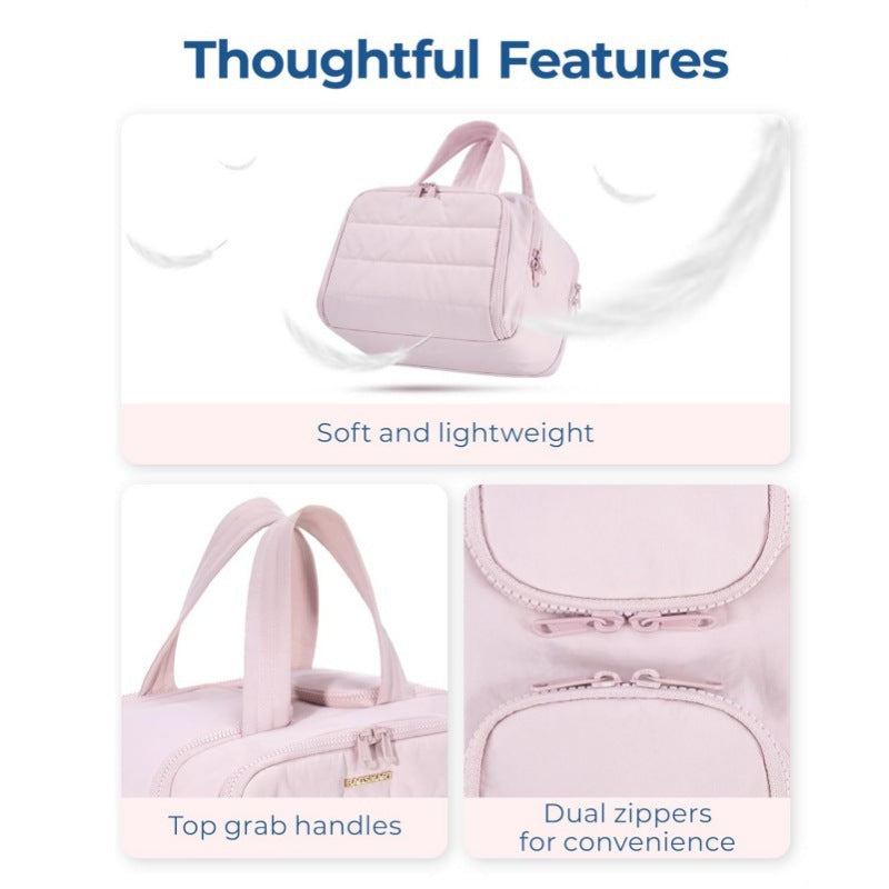 Cross-border wash bag simple lightweight large wide open wash bag fluffy cosmetic bag storage bag travel handbag