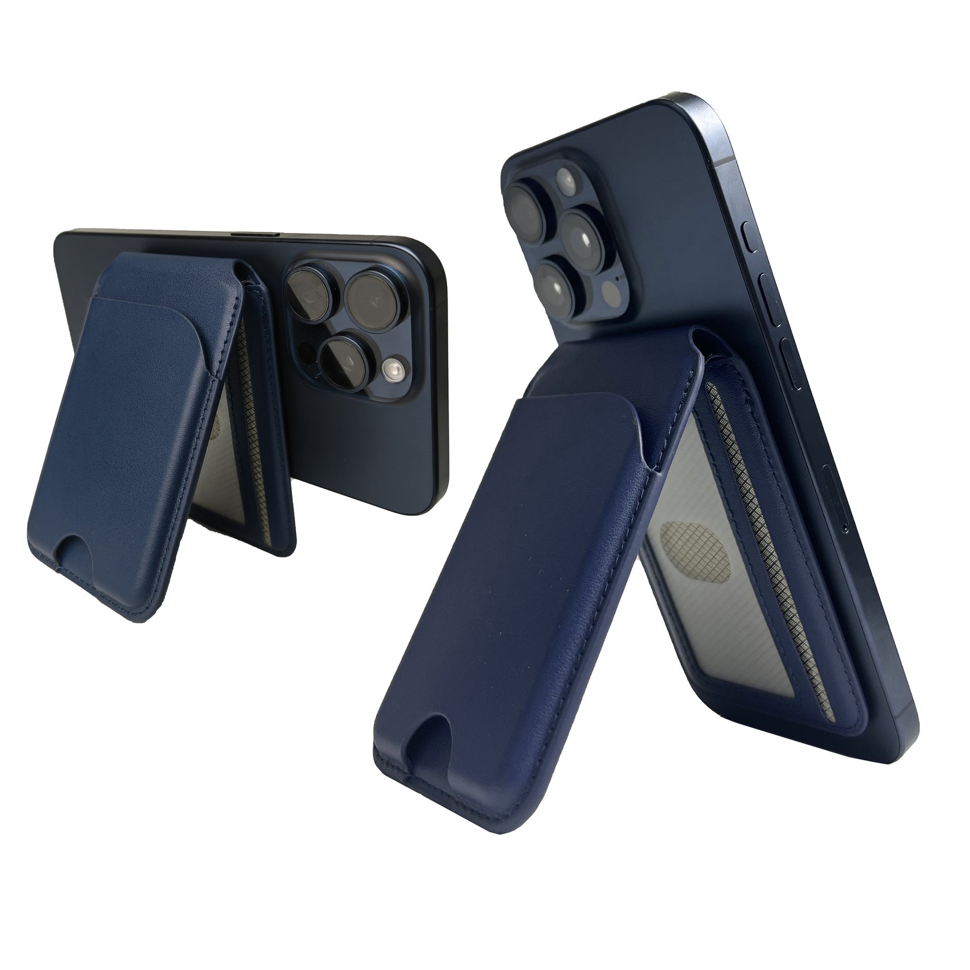 Spot Apple mobile phone Belt metal bracket magnetic card holder simple leather card holder iPhone anti-magnetic card holder