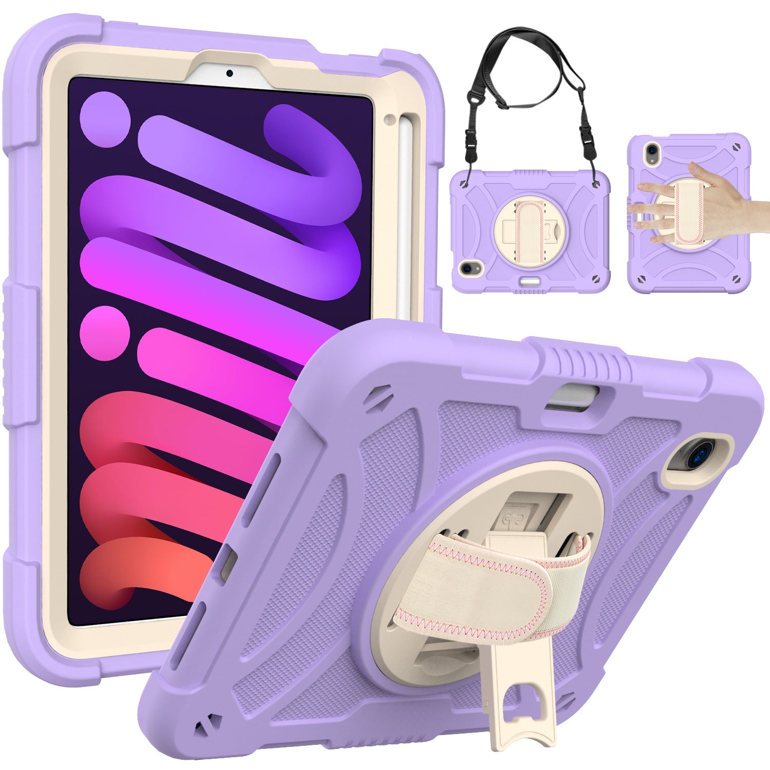 Cross-border applicable iPad mini6 tablet children 360 ° rotational and shatter-resistant silicone case with Pen slot protective case