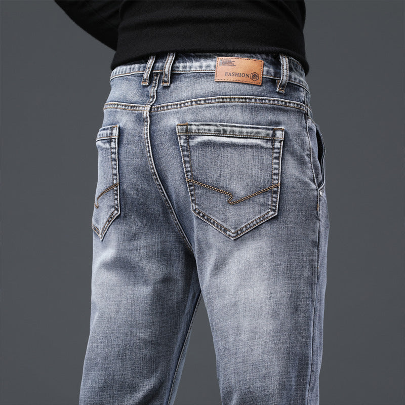 2021 autumn and winter new slim-fitting men's clothing pencil pants smoky gray jeans men's long pants men's jeans
