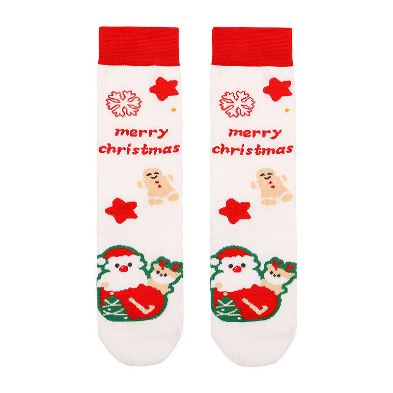 2025 Christmas socks gift box combed cotton socks autumn and winter one Amazon cross-border Christmas supply in stock red socks