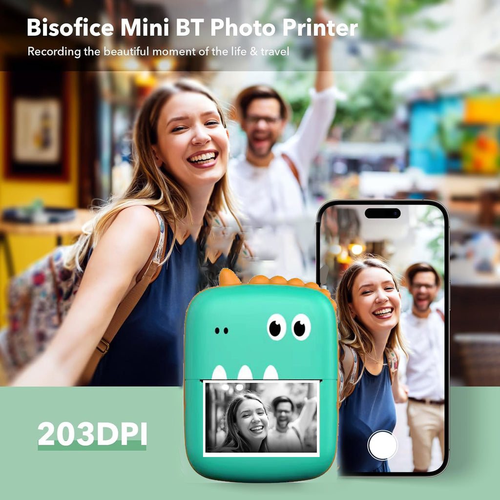 New cross-border A8 little dinosaur mini convenient printer ink-free printing Bluetooth connection thermal printer wholesale