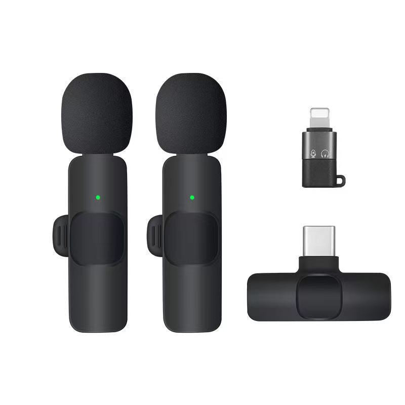 Cross-border wireless lavalier microphone K1 one-to-two live broadcast integrated intelligent noise reduction professional mini microphone