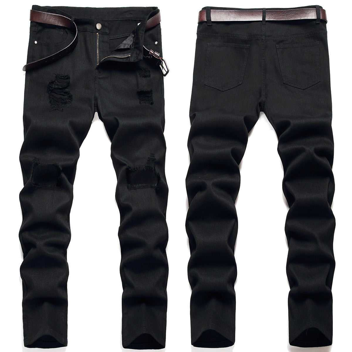 Black jeans 2025 autumn and winter New ripped men's pants exclusive for cross-border foreign trade export pure black men's jeans