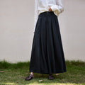 Ramie high waist pantskirt 25 autumn and winter New Tencel linen pleated big hem A- line skirt pants crisp elegant women's skirt