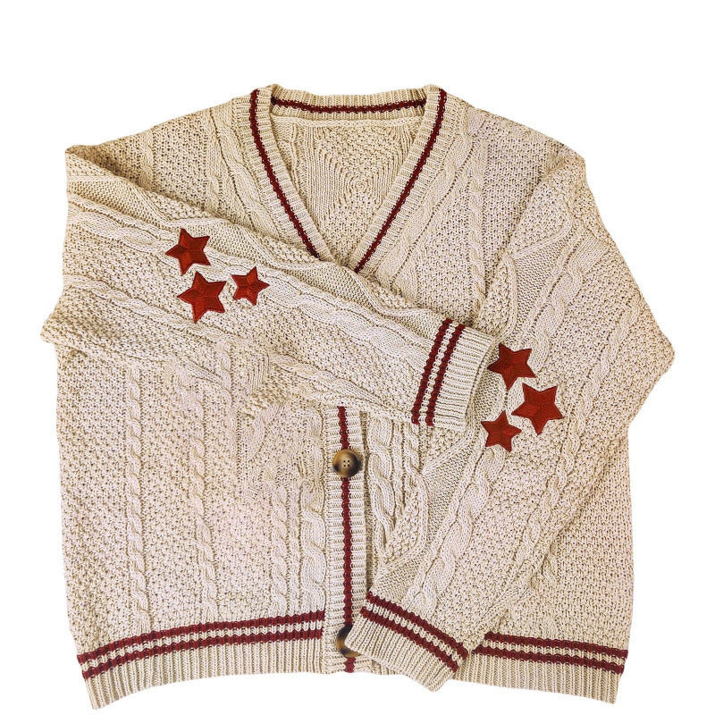 Autumn and Winter solid color women's long-sleeved cardigan temperament commute European and American batwing knitted creamy-white single-breasted sweater coat