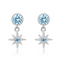 North Star earrings 925 sterling silver earrings female eight Awn Star sea blue zircon earrings foreign trade jewelry silver accessories processing