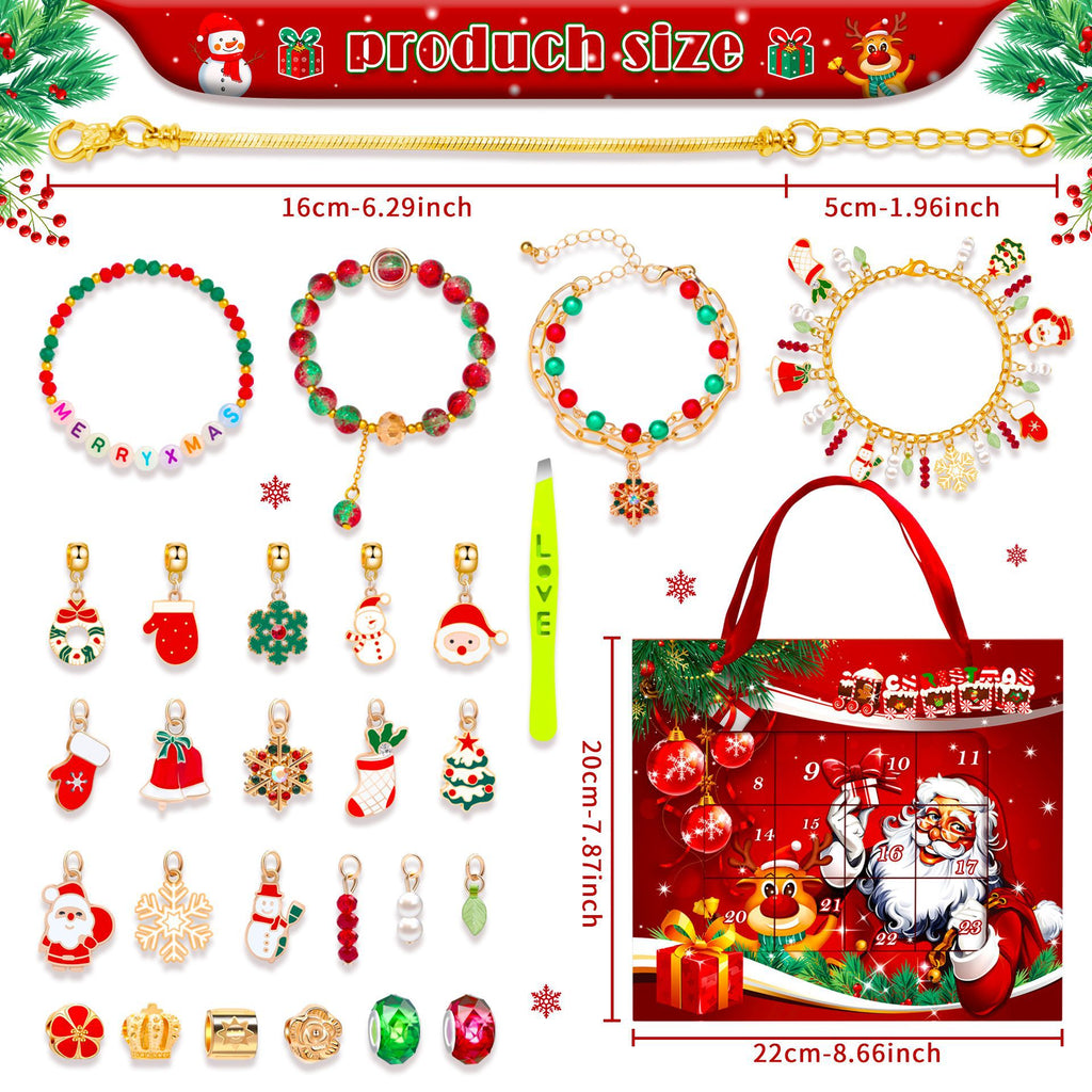 Cross-border new arrival Christmas creative blind box bracelet handmade diy24 grid educational jigsaw puzzle exquisite gift set