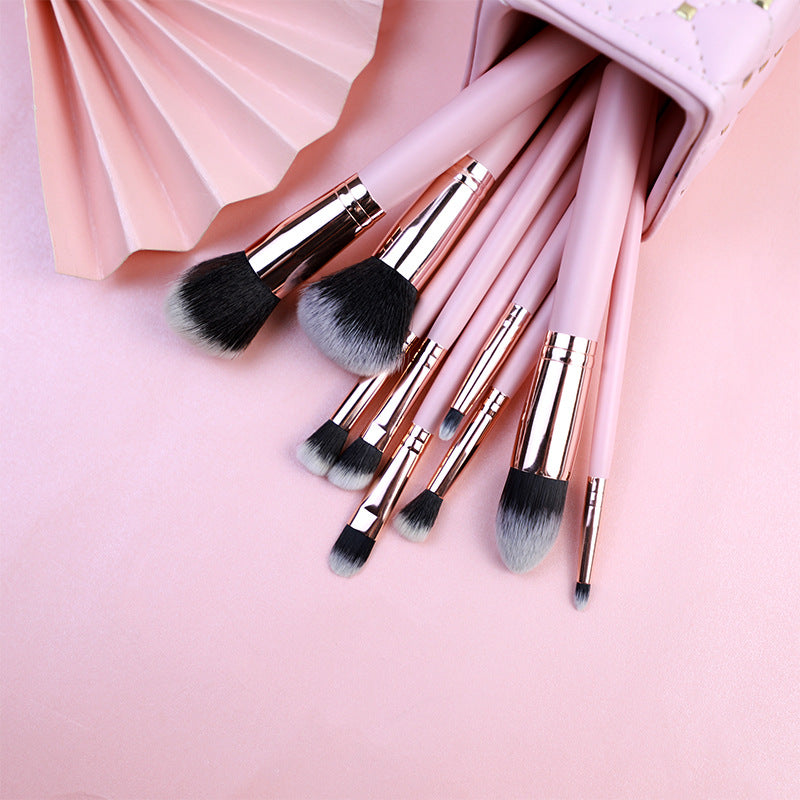 Cross-Border 16 pink makeup brushes suit rose gold makeup brush face powder foundation blush brush brow groomer makeup tools