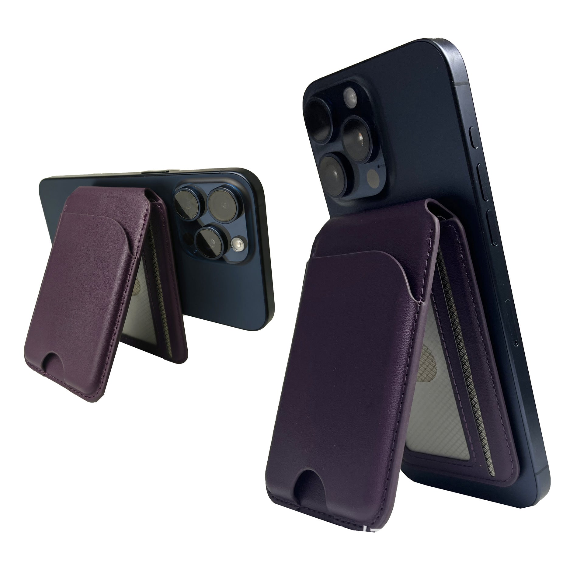 Spot Apple mobile phone Belt metal bracket magnetic card holder simple leather card holder iPhone anti-magnetic card holder