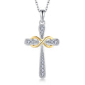 Cross necklace female S925 sterling silver bow zircon pendant foreign trade cross-border thermal mining jewelry silver accessories processing